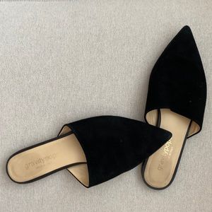 Black suede flats
